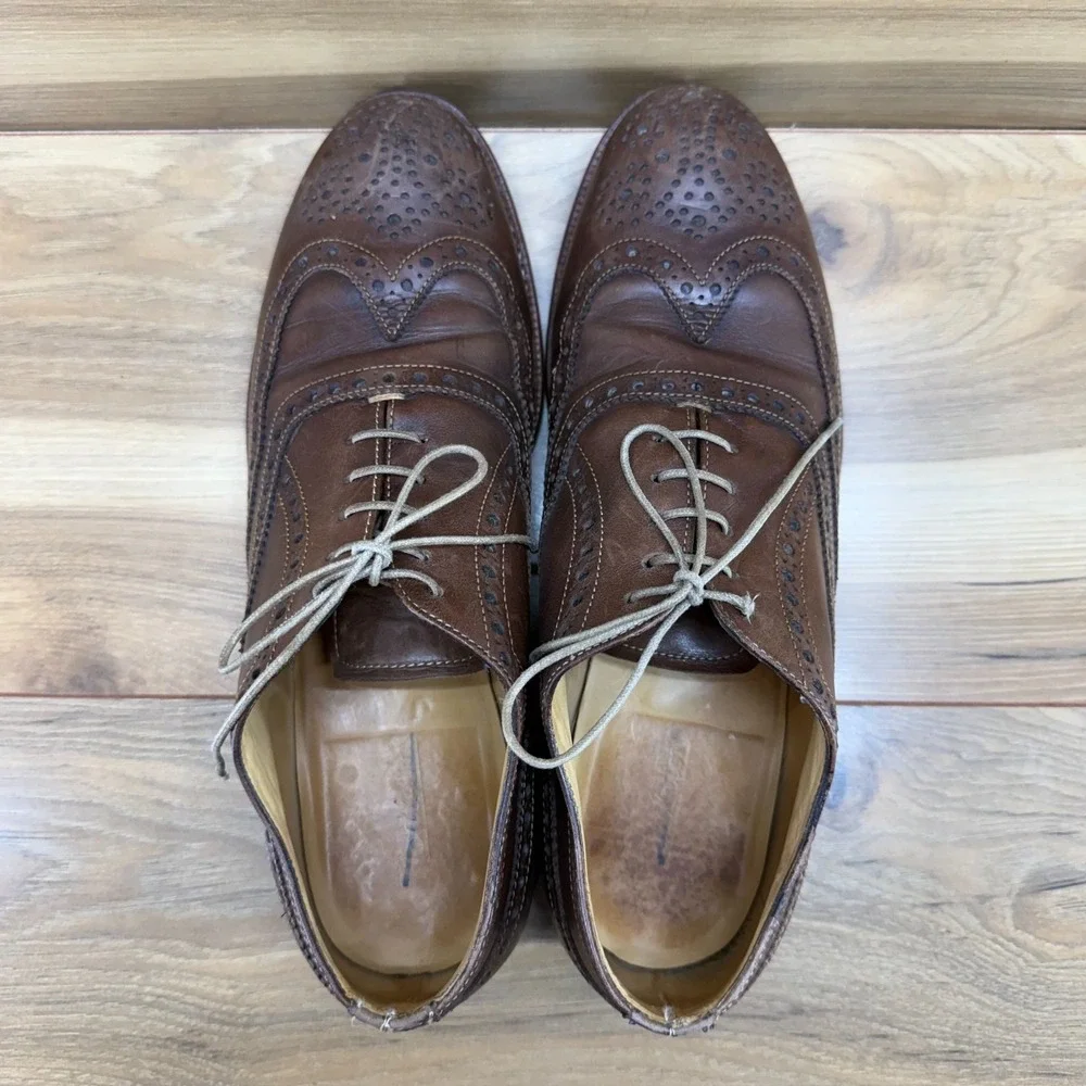 Nettleton Wingtip Medallion Oxfords Mens 9 D Brown Leather Business Casual